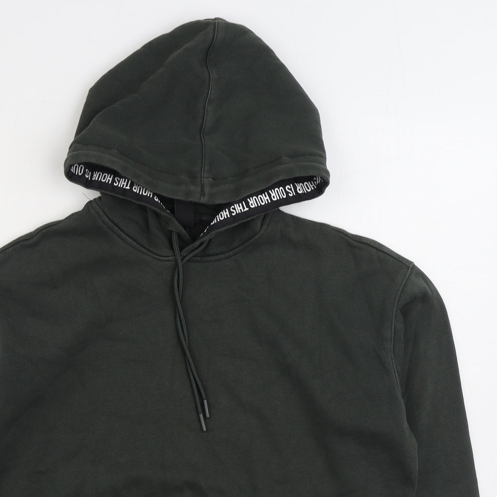 H&M Mens Green Cotton Pullover Hoodie Size S