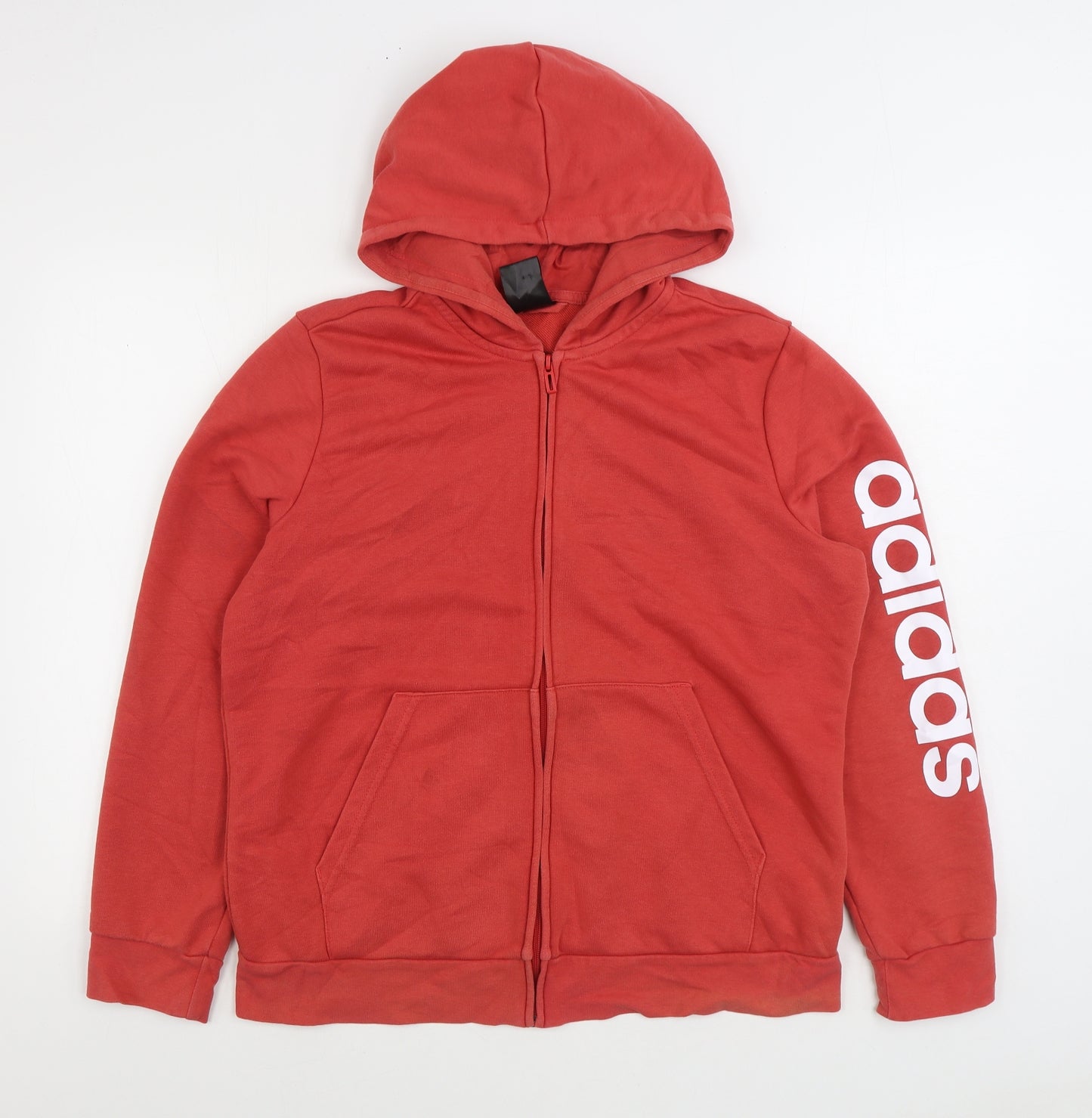 adidas Womens Red Cotton Full Zip Hoodie Size XL Pullover