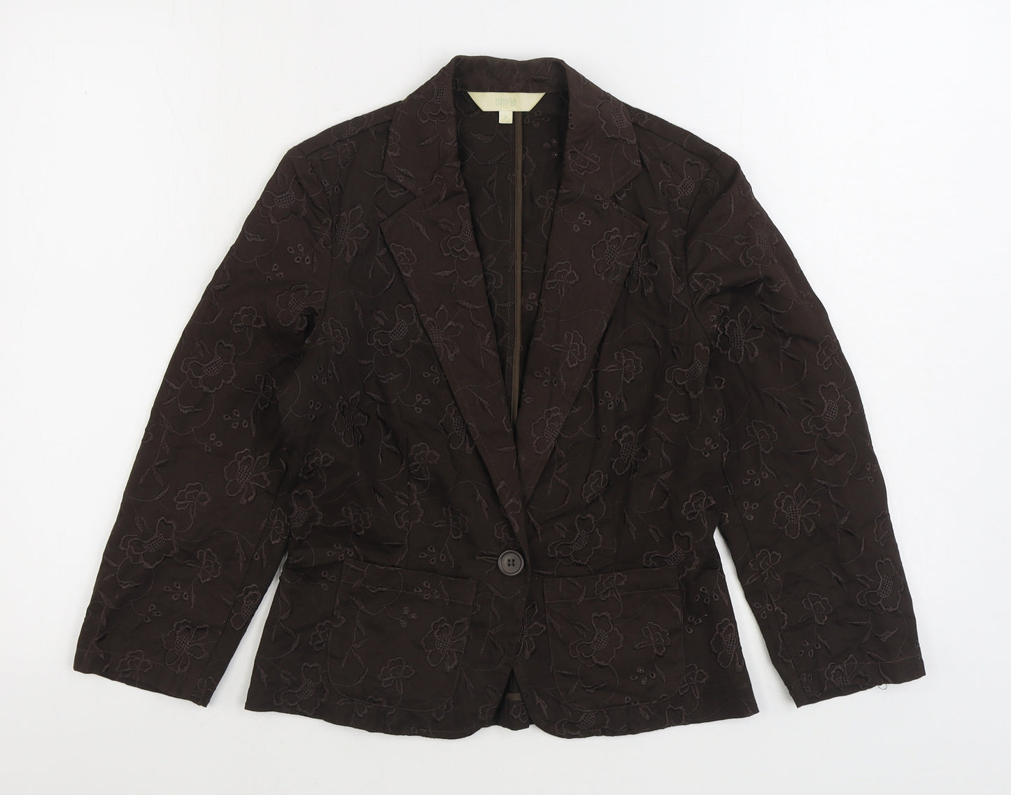 Marks and Spencer Womens Brown Jacket Blazer Size 8 Button