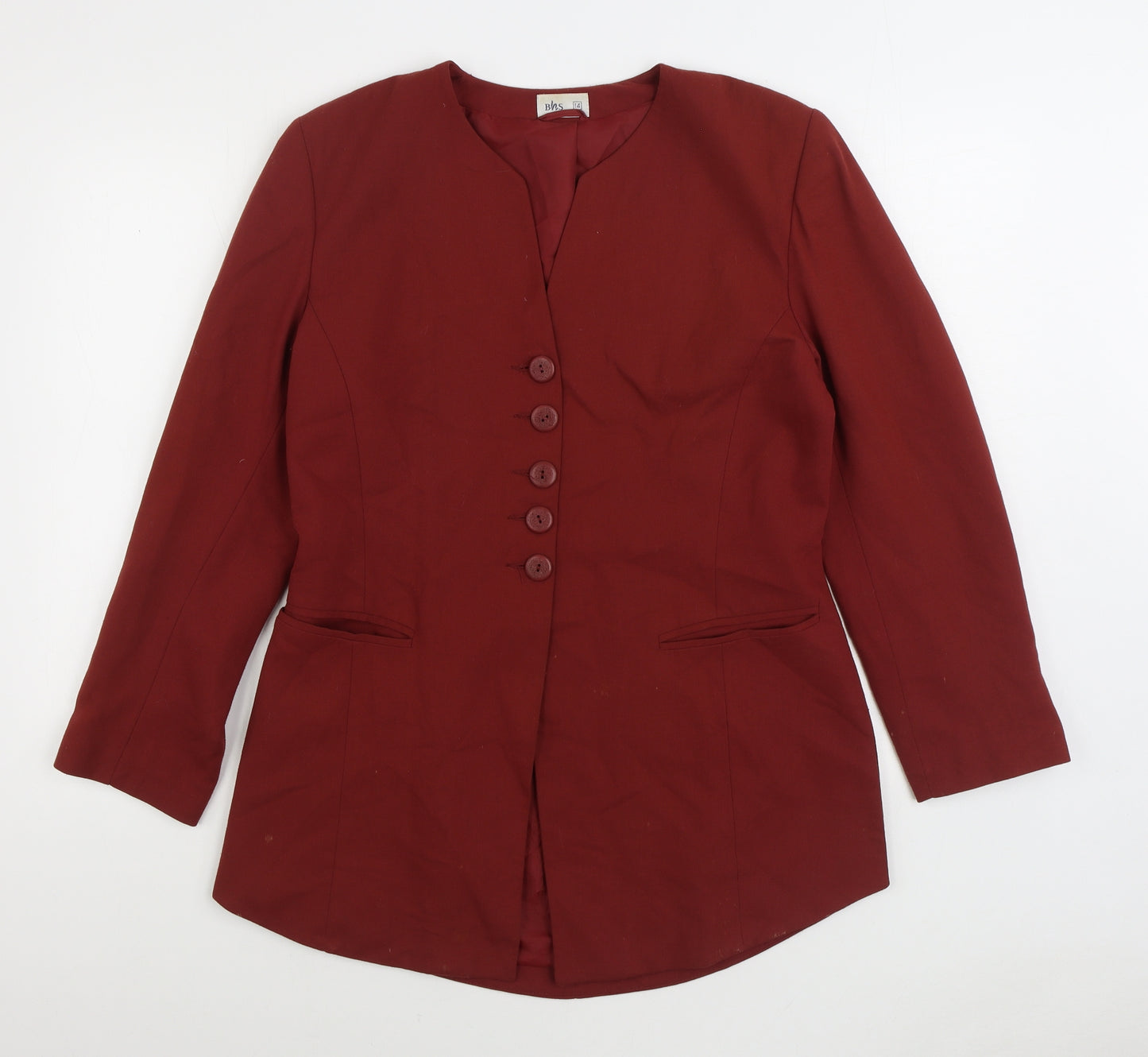 BHS Womens Red Jacket Blazer Size 14 Button