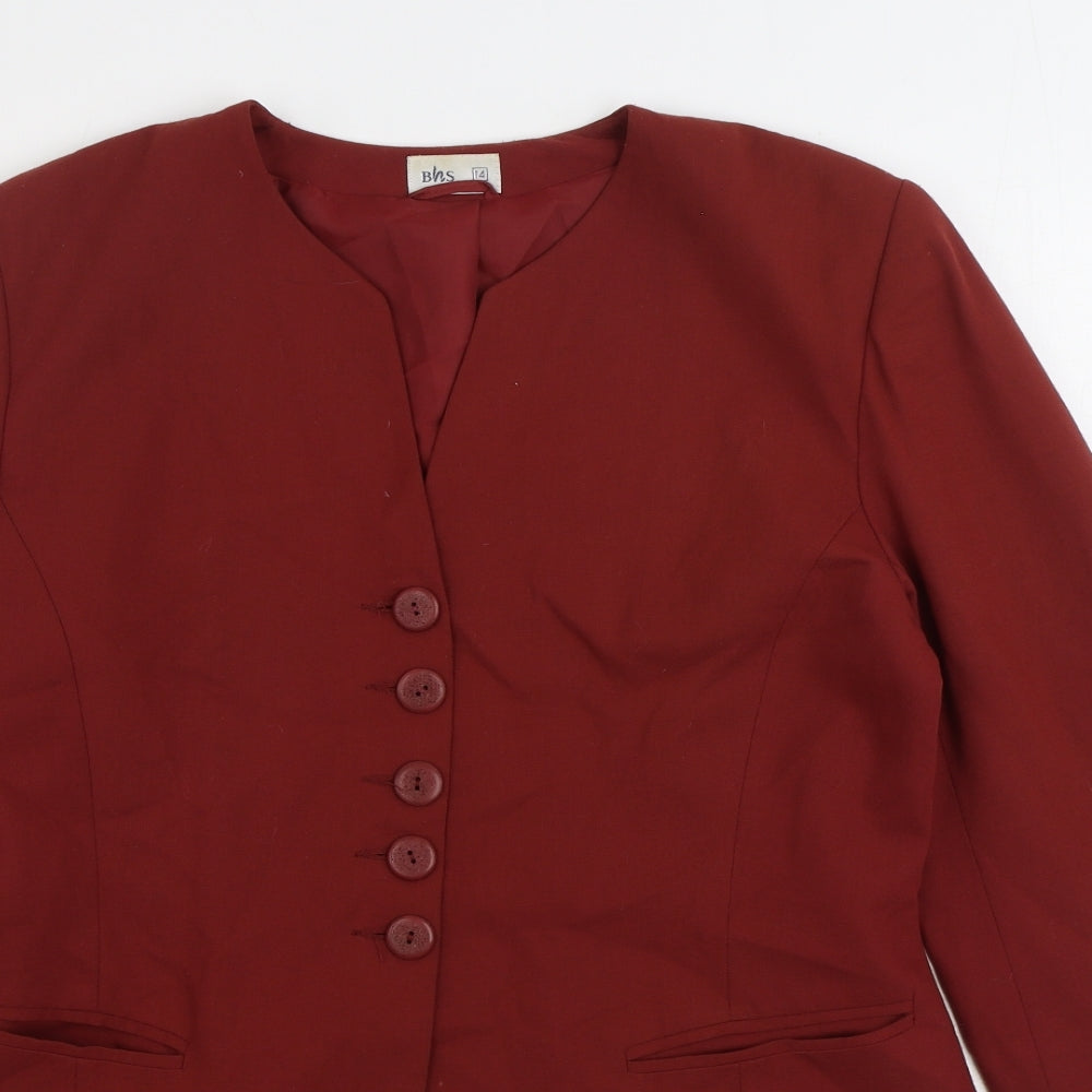 BHS Womens Red Jacket Blazer Size 14 Button