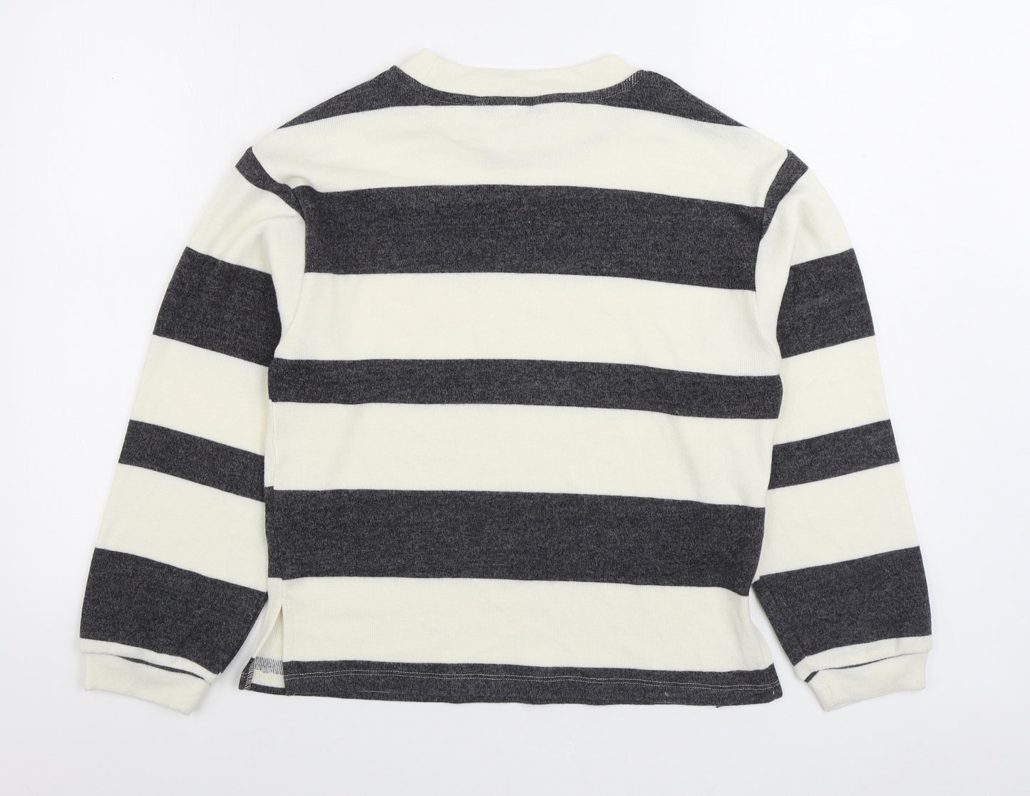 F&F Womens White Striped Polyester Pullover Sweatshirt Size XS Pullover