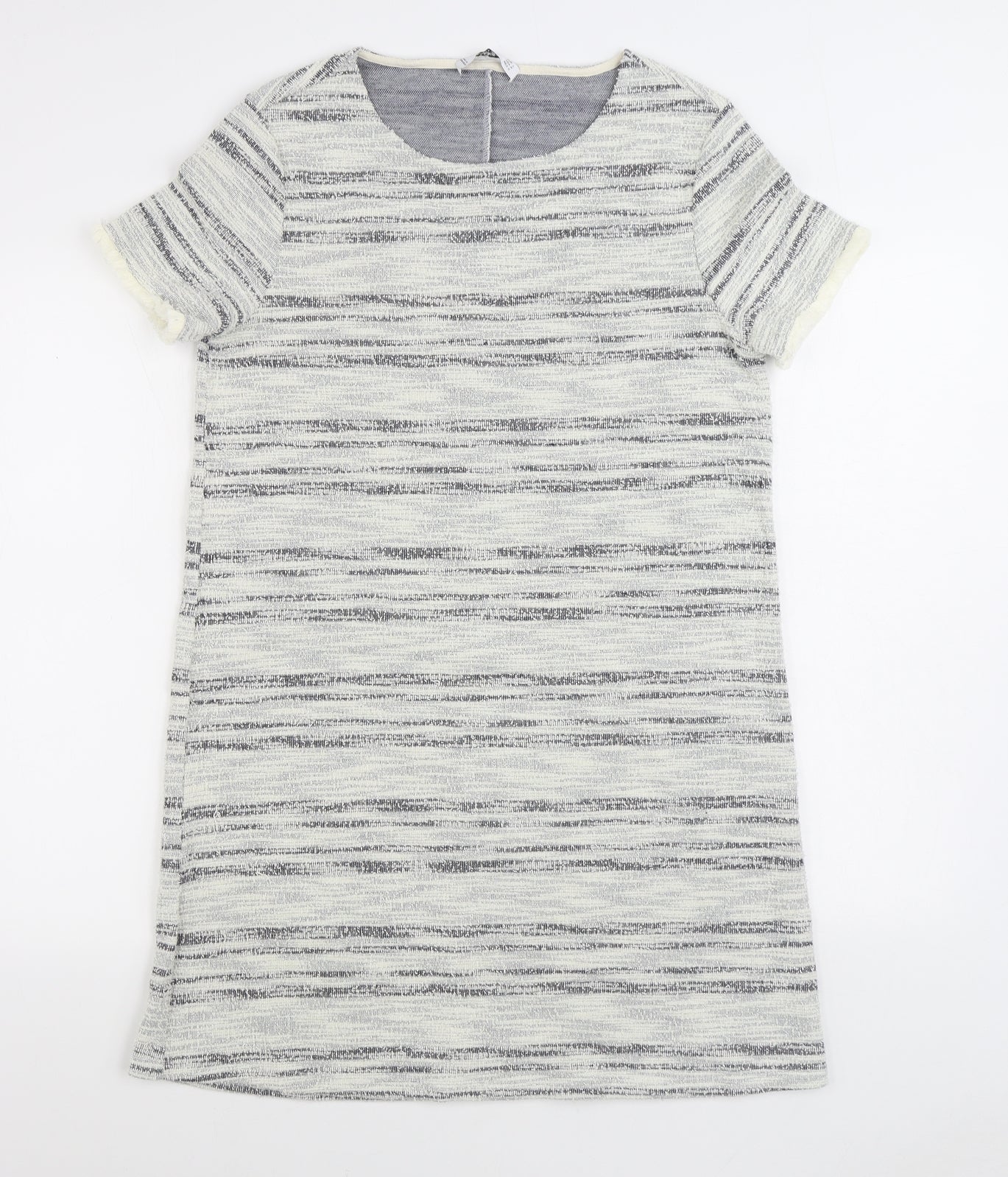 Mango Womens Grey Cotton Jumper Dress Size L Scoop Neck Pullover