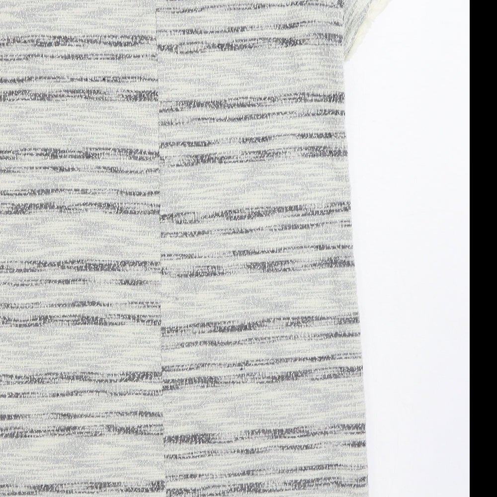 Mango Womens Grey Cotton Jumper Dress Size L Scoop Neck Pullover