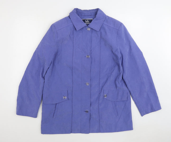 Isle Womens Blue Jacket Size 14 Button