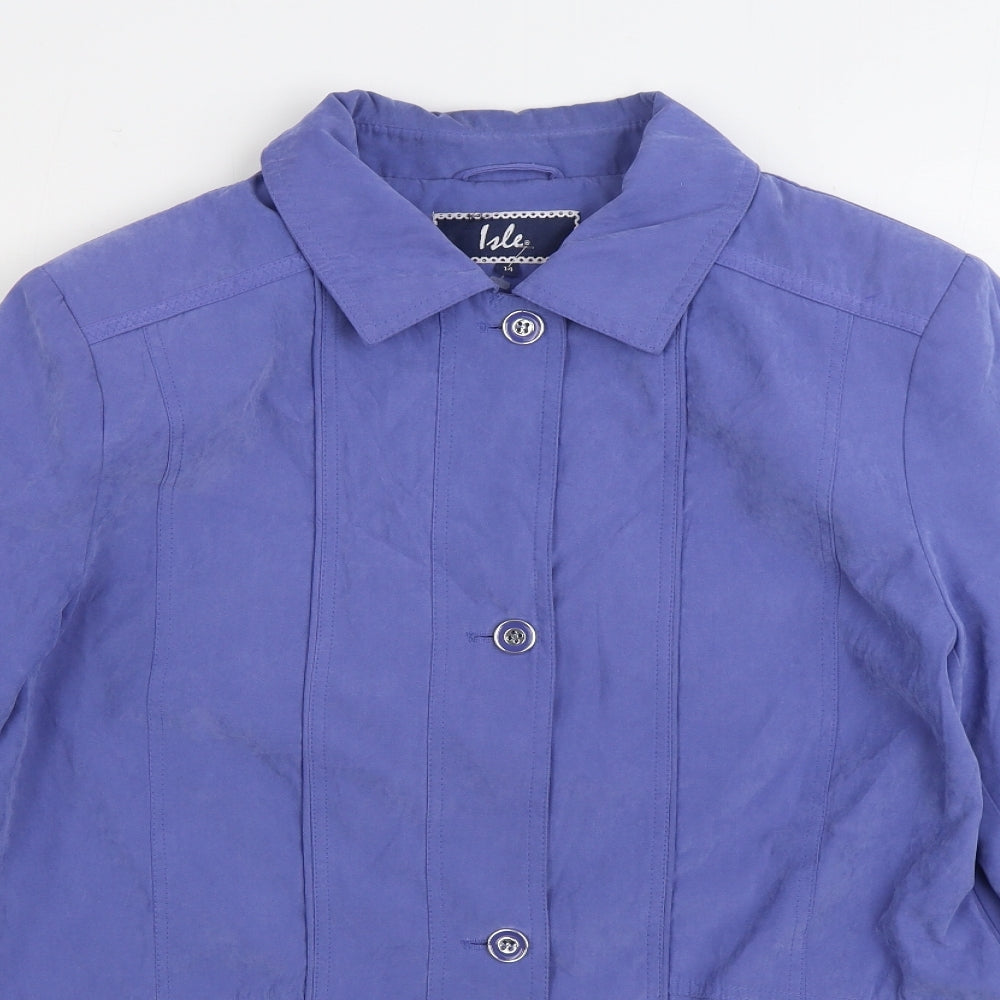 Isle Womens Blue Jacket Size 14 Button