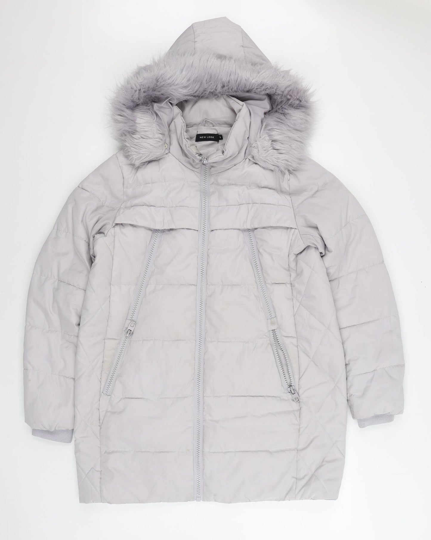 New Look Womens Purple Parka Coat Size 12 Zip