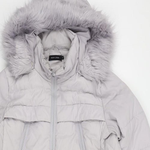 New Look Womens Purple Parka Coat Size 12 Zip