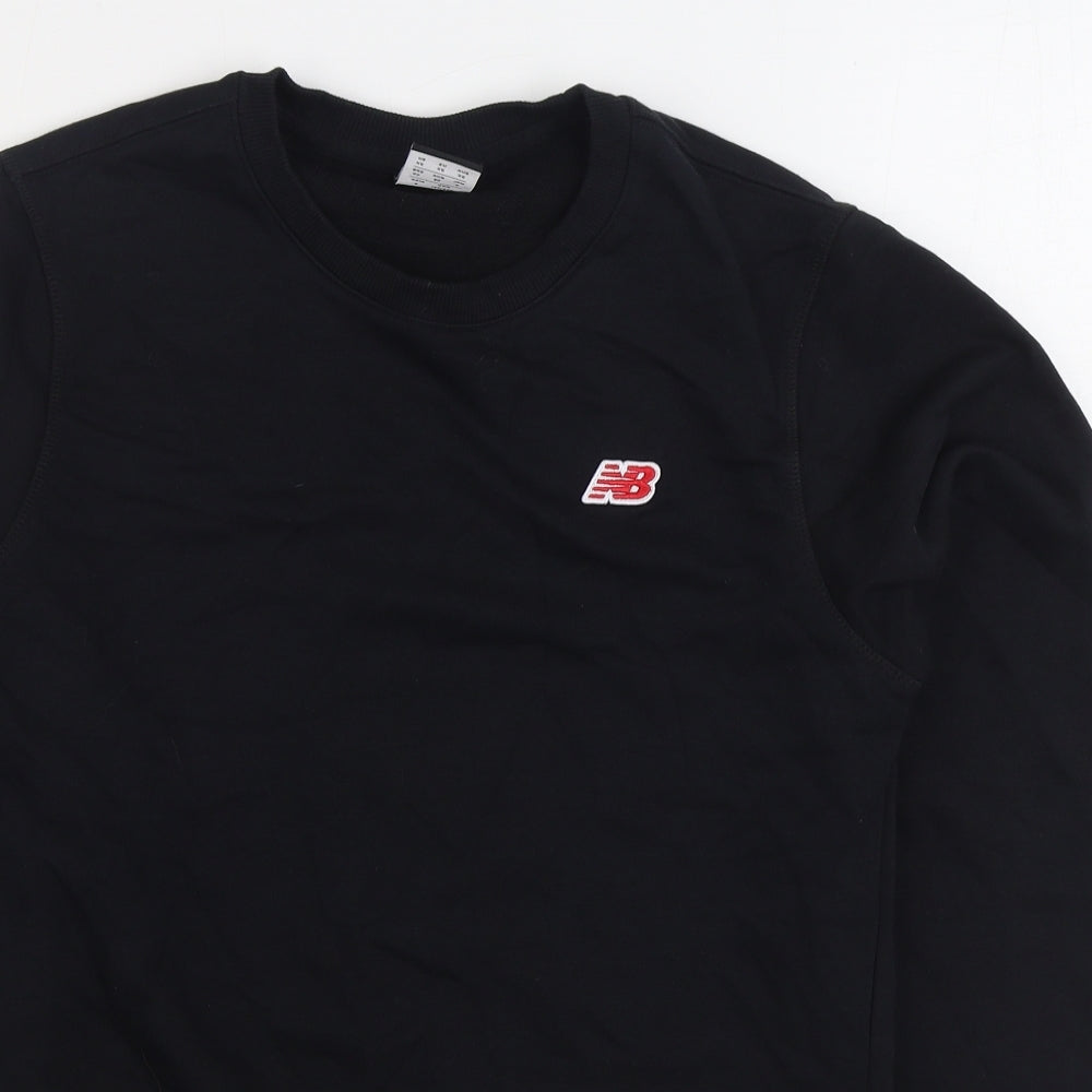 New Balance Mens Black Cotton Pullover Sweatshirt Size XS