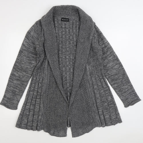 Laura Scott Womens Grey V-Neck Acrylic Cardigan Jumper Size 10