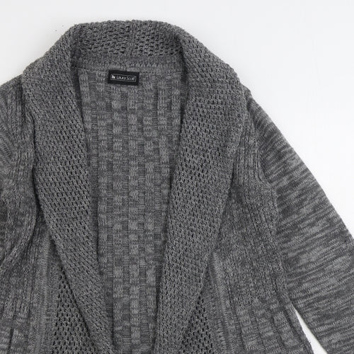 Laura Scott Womens Grey V-Neck Acrylic Cardigan Jumper Size 10