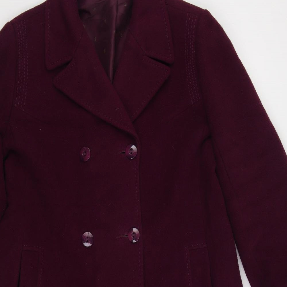 Simon Blair Womens Purple Overcoat Coat Size M Button