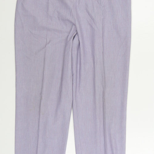 Marks and Spencer Womens Blue Polyester Trousers Size 18 L28 in Regular Zip