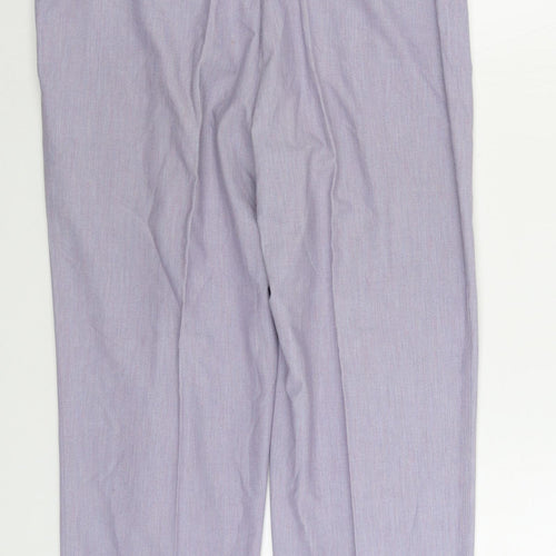 Marks and Spencer Womens Blue Polyester Trousers Size 18 L28 in Regular Zip