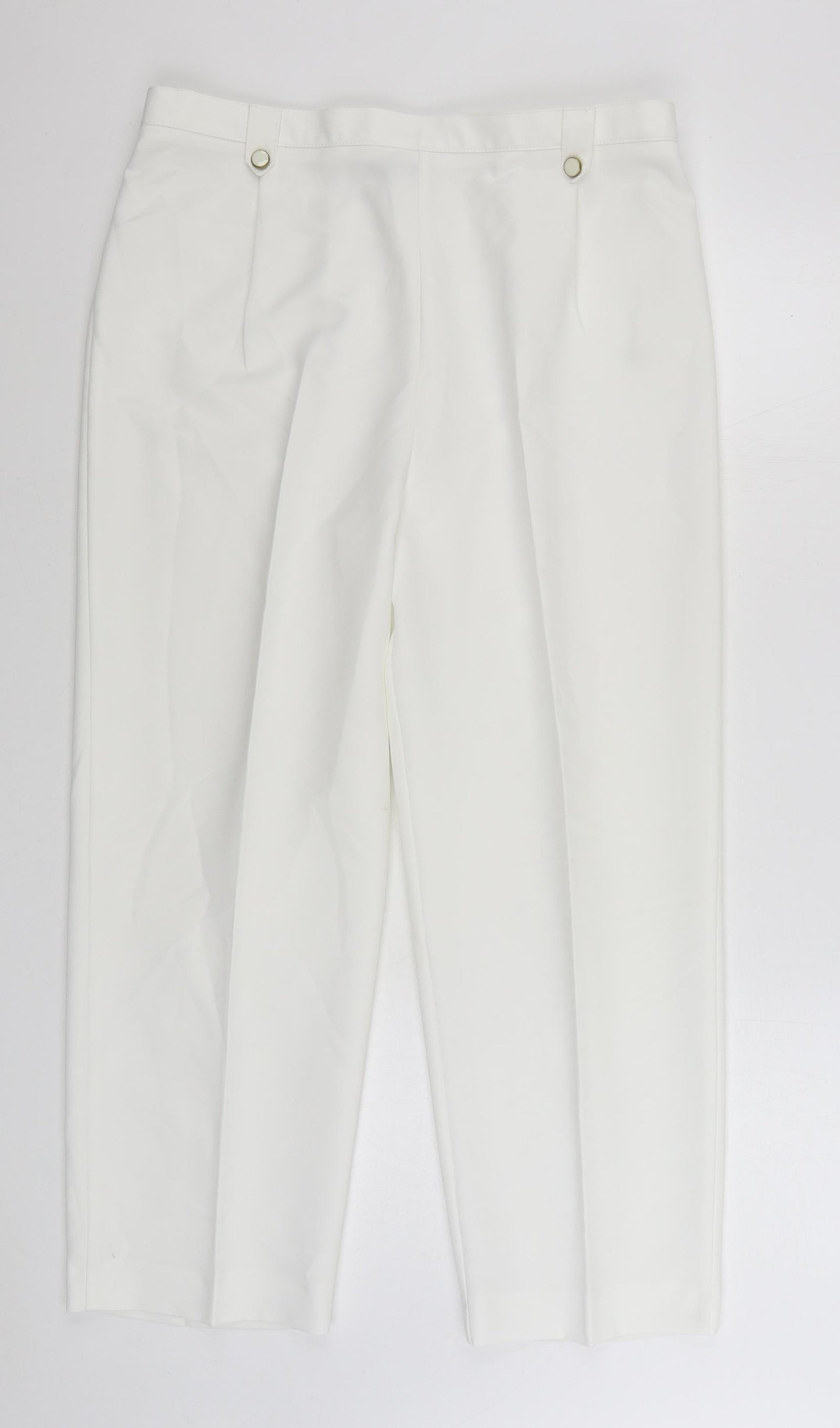 BM Womens White Polyester Trousers Size 18 L27 in Regular