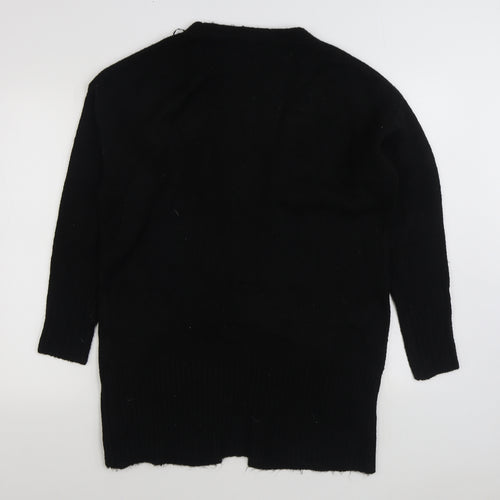 George Womens Black V-Neck Acrylic Cardigan Jumper Size S
