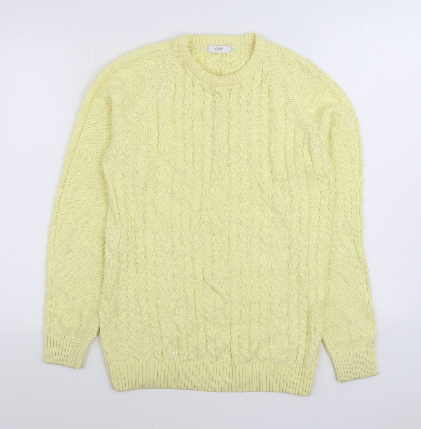 Cotton Traders Womens Yellow Round Neck 100% Cotton Pullover Jumper Size XS