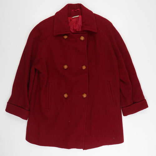 EWM Womens Red Overcoat Coat Size 12 Button