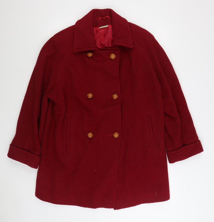 EWM Womens Red Overcoat Coat Size 12 Button