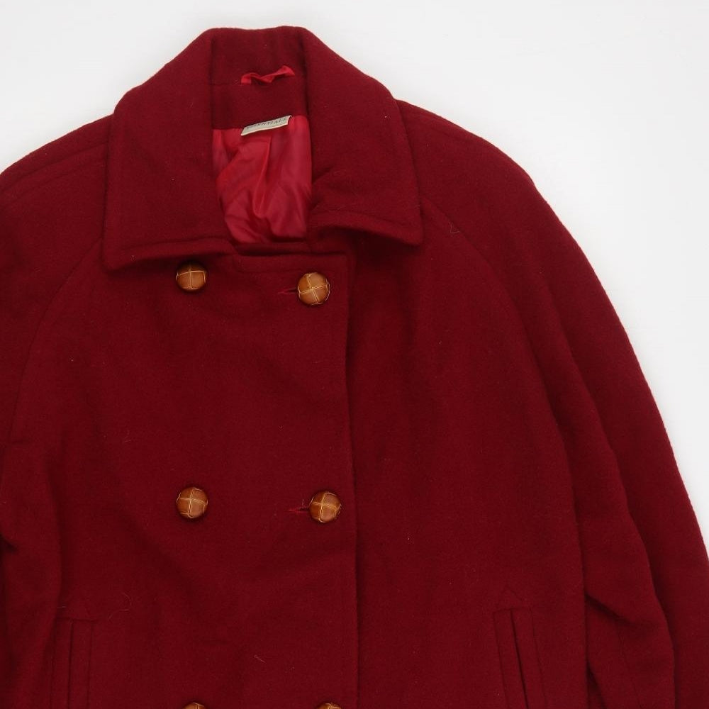EWM Womens Red Overcoat Coat Size 12 Button