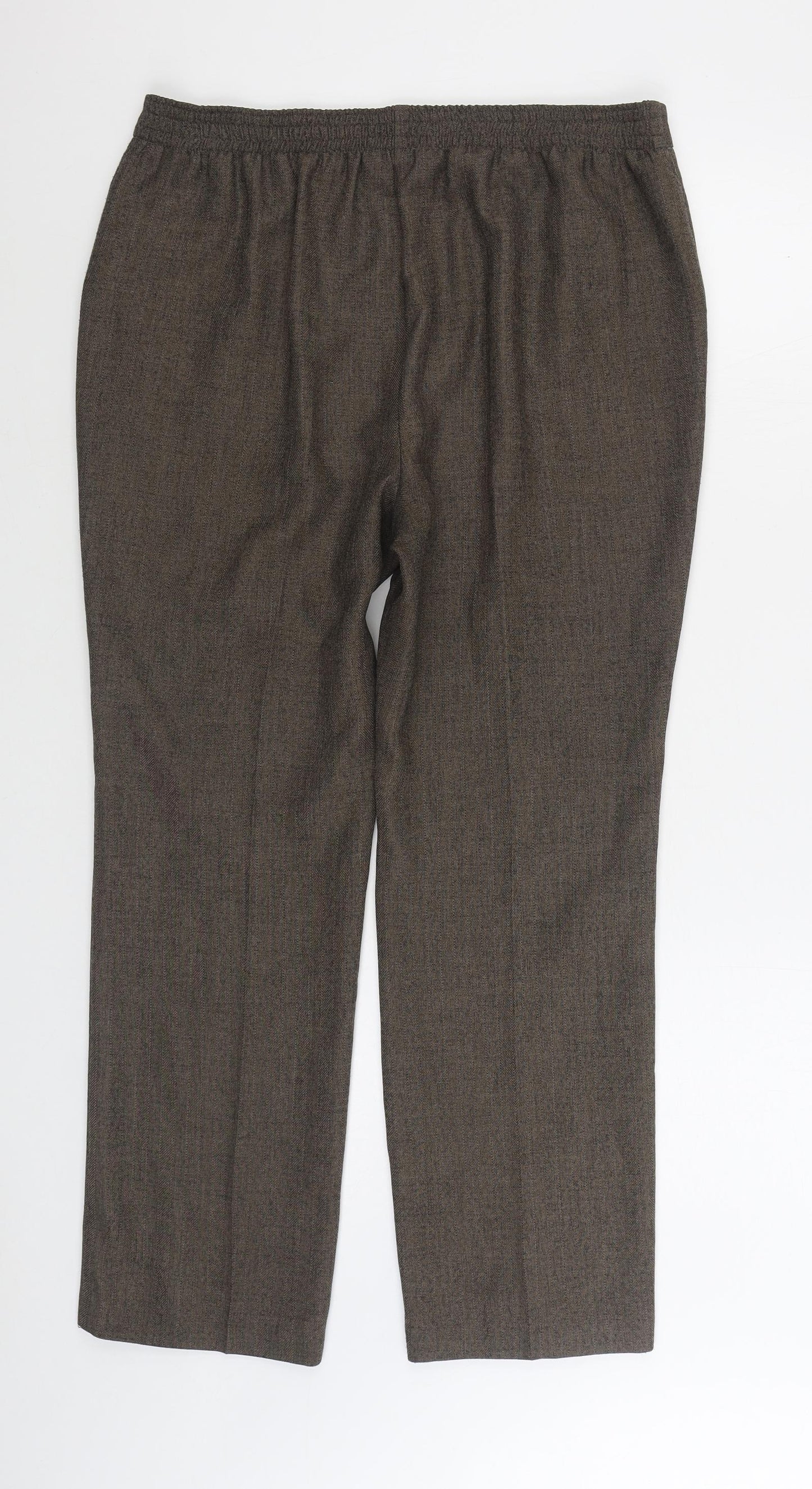 Marks and Spencer Womens Brown Polyester Trousers Size 14 L28 in Regular