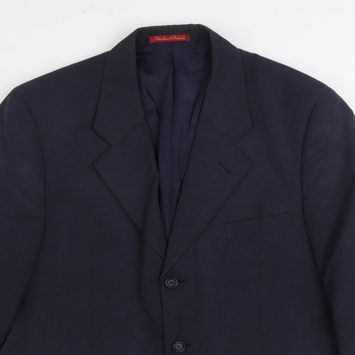 Debenham & Freebody Mens Blue Polyester Jacket Suit Jacket Size 40