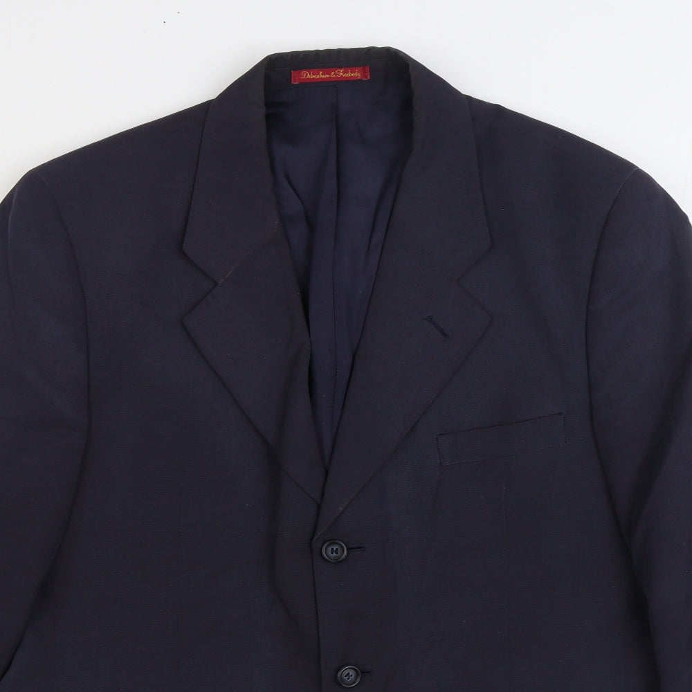 Debenham & Freebody Mens Blue Polyester Jacket Suit Jacket Size 40