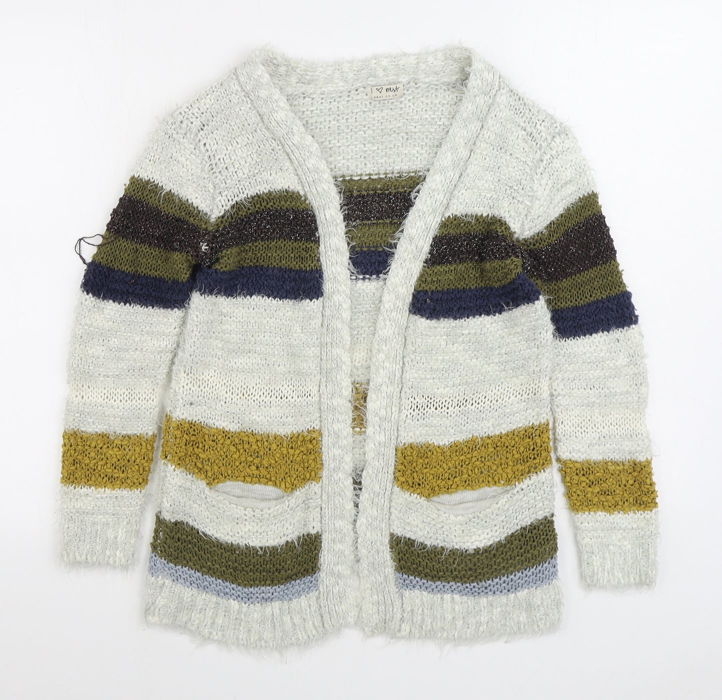 NEXT Womens Multicoloured V-Neck Striped Acrylic Cardigan Jumper