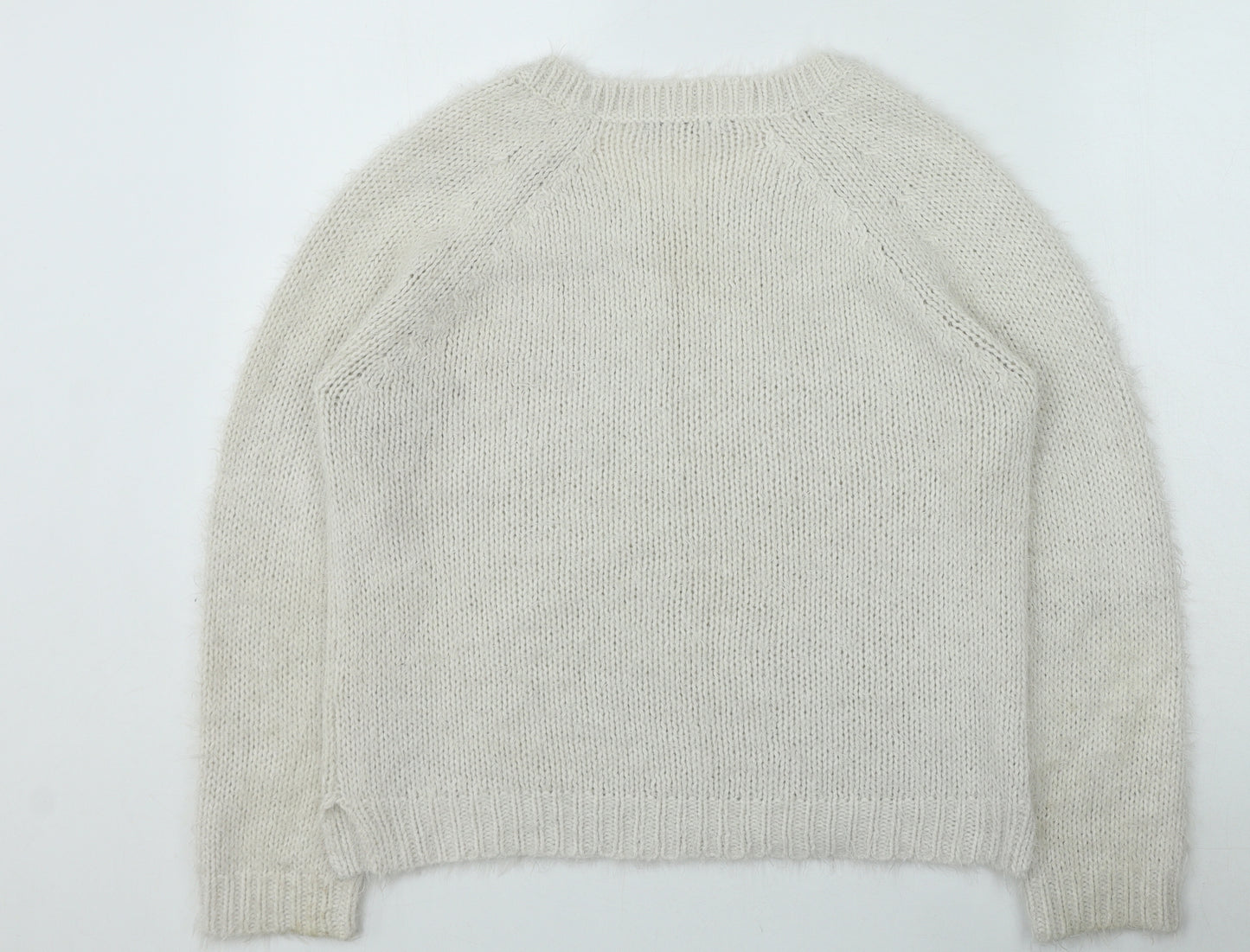 George Womens Beige Round Neck Acrylic Pullover Jumper Size 16