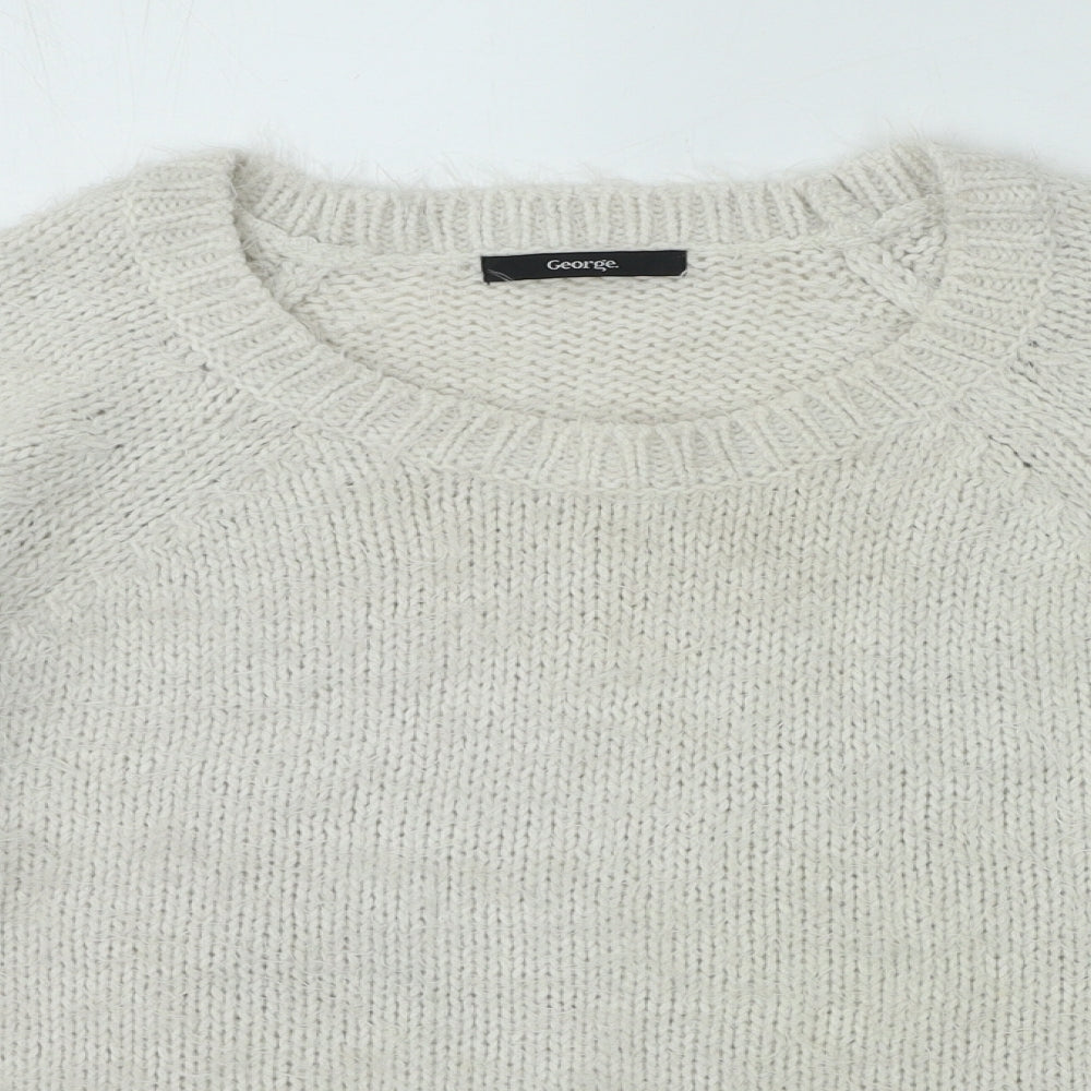 George Womens Beige Round Neck Acrylic Pullover Jumper Size 16