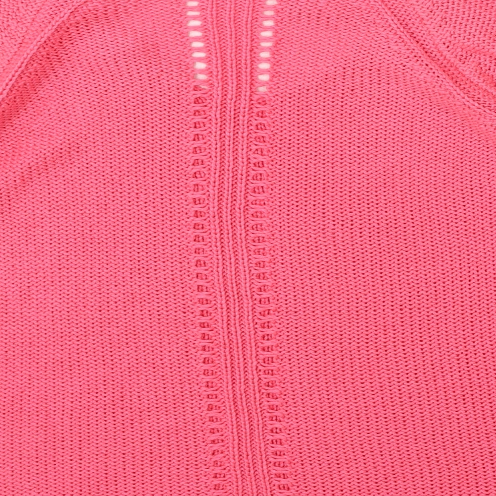 George Womens Pink V-Neck Acrylic Pullover Jumper Size 16