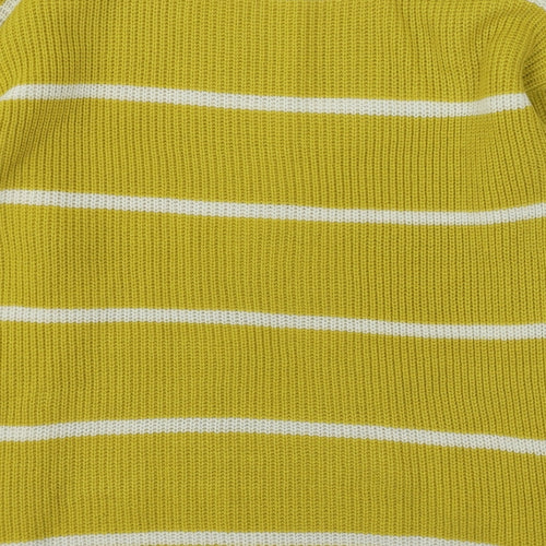 Pep & Co Womens Yellow Round Neck Striped Acrylic Henley Jumper Size M