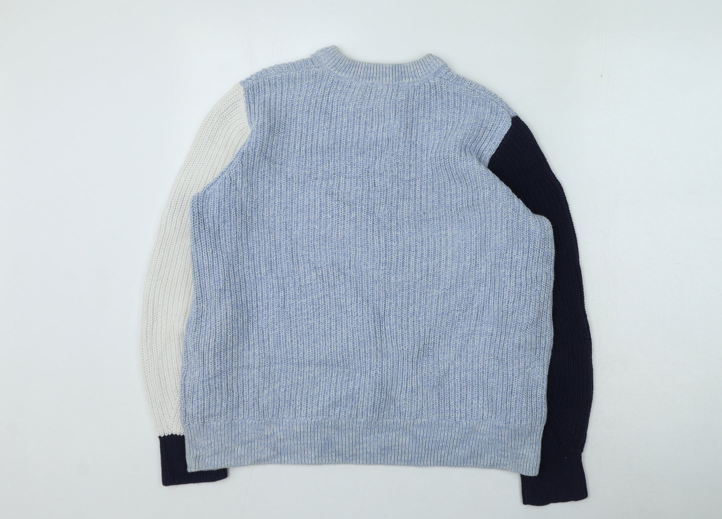 Marks and Spencer Womens Blue Round Neck Cotton Pullover Jumper Size L