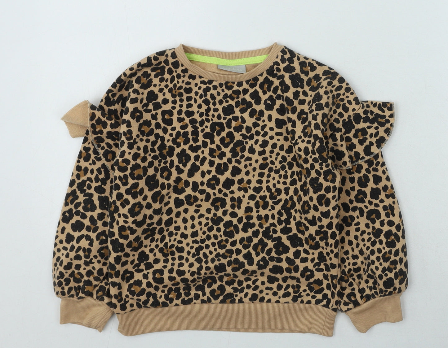 Preworn Girls Brown Animal Print Cotton Pullover Sweatshirt Size 6 Years