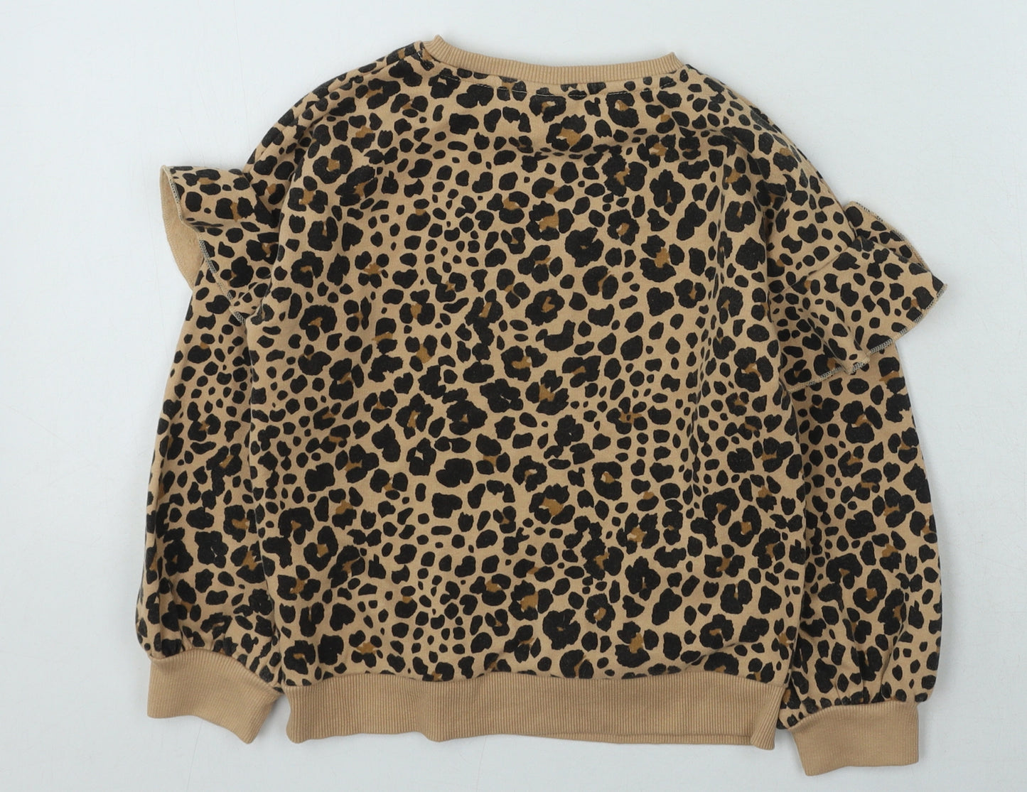 Preworn Girls Brown Animal Print Cotton Pullover Sweatshirt Size 6 Years