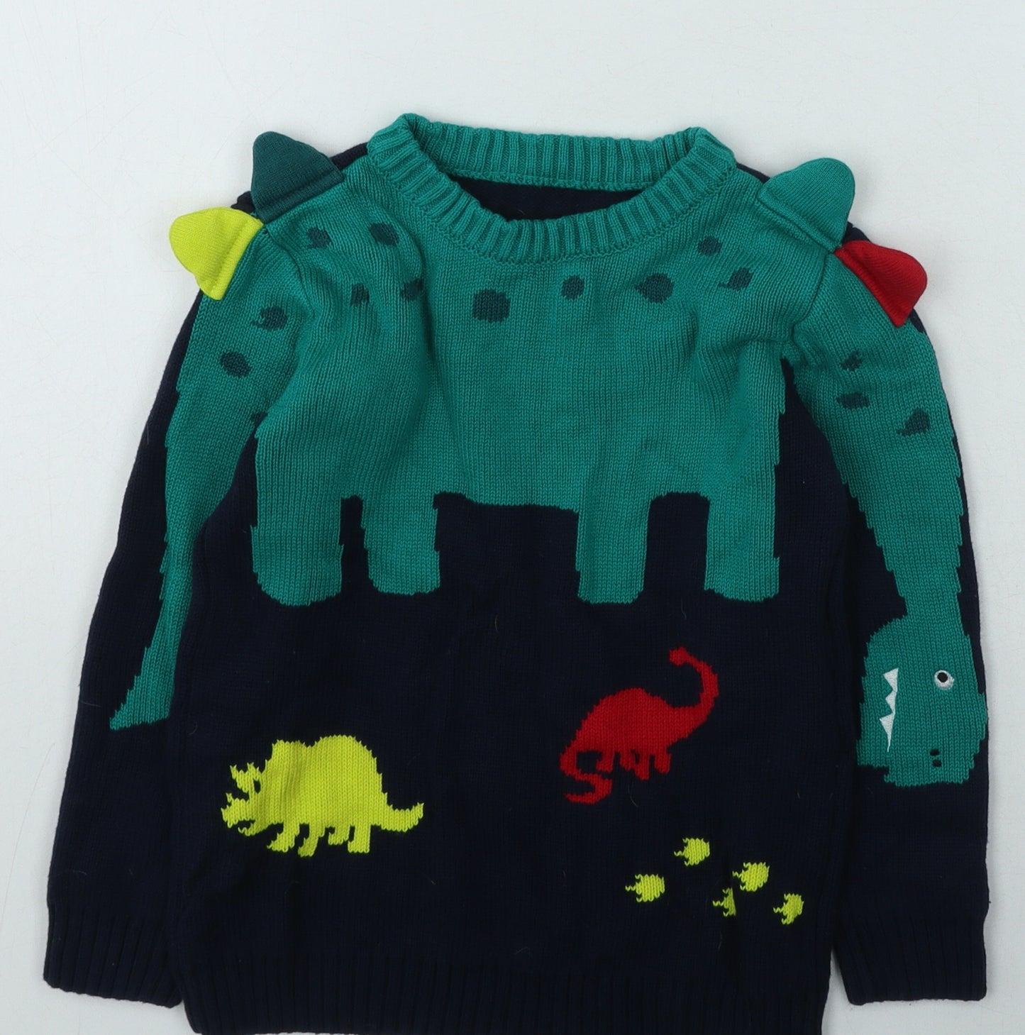 Nutmeg Boys Multicoloured Round Neck Cotton Pullover Jumper Size 5-6 Years - Dinosaur