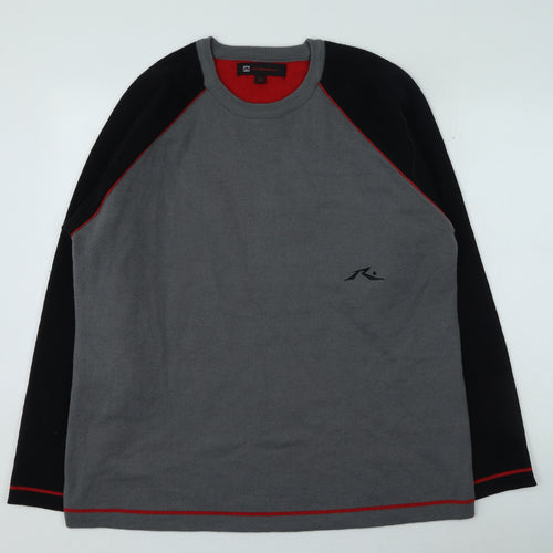 Global alliance Mens Grey Round Neck Acrylic Pullover Jumper Size L