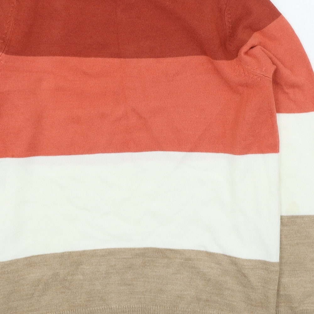 Marks and Spencer Womens Multicoloured Round Neck Striped Acrylic Pullover Jumper Size 8