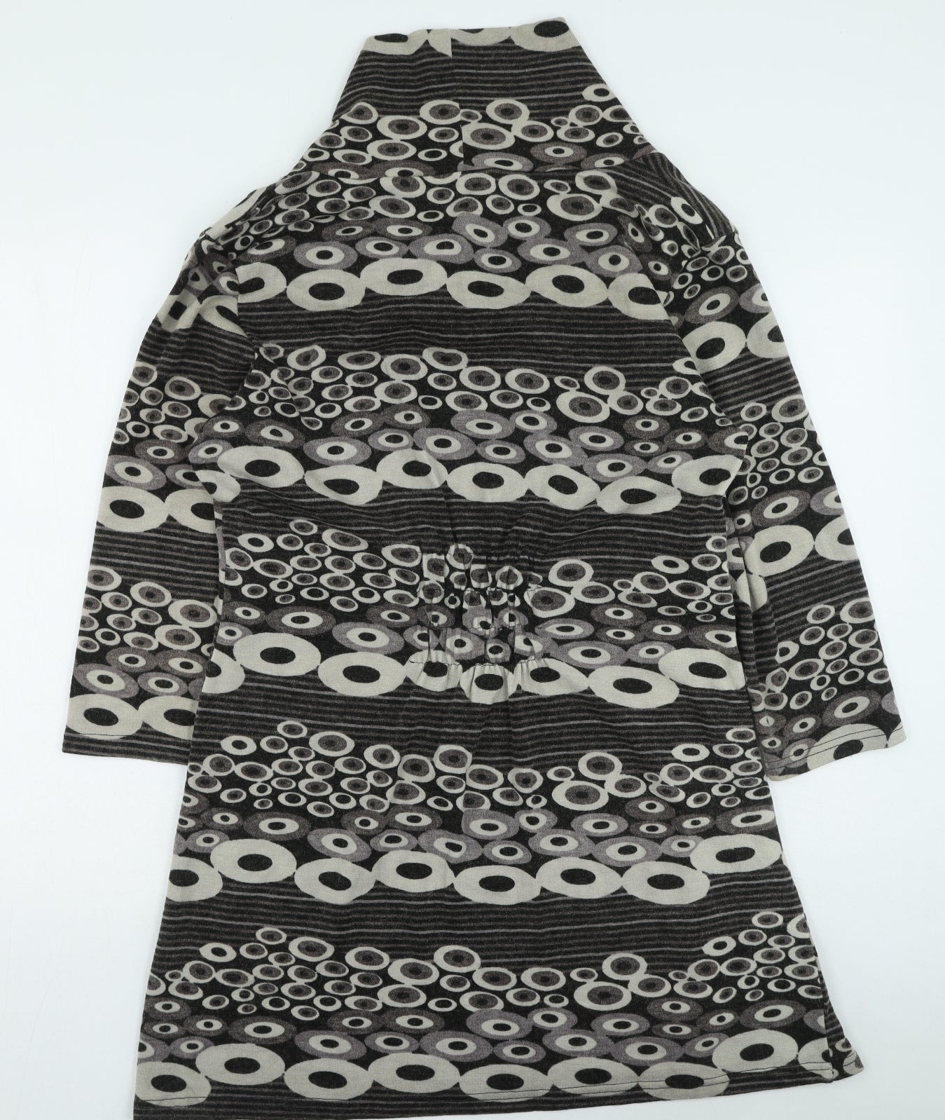 Text Womens Grey Geometric Acrylic Jumper Dress Size XL High Neck