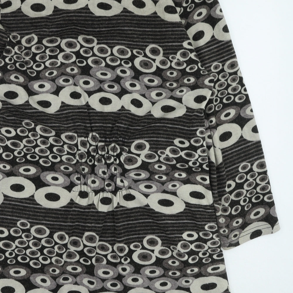 Text Womens Grey Geometric Acrylic Jumper Dress Size XL High Neck