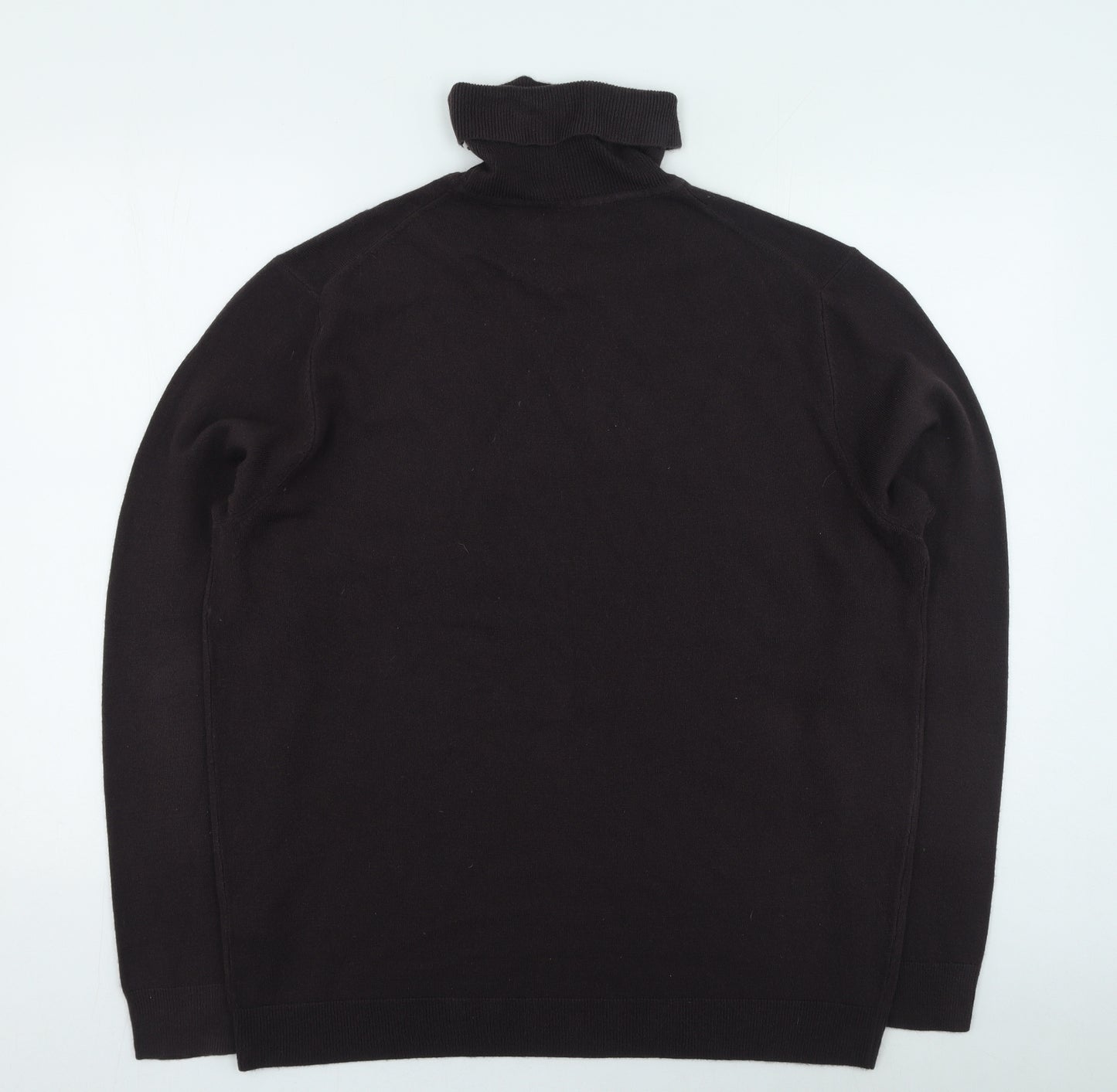 Atlantic Bay Mens Brown Roll Neck Acrylic Pullover Jumper Size L