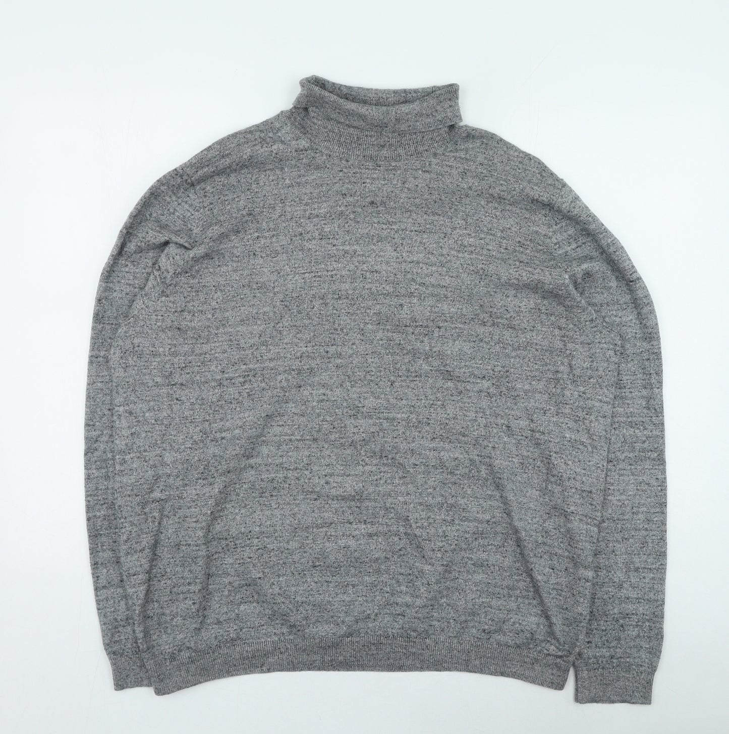 F&F Mens Grey Roll Neck Cotton Pullover Jumper Size 2XL