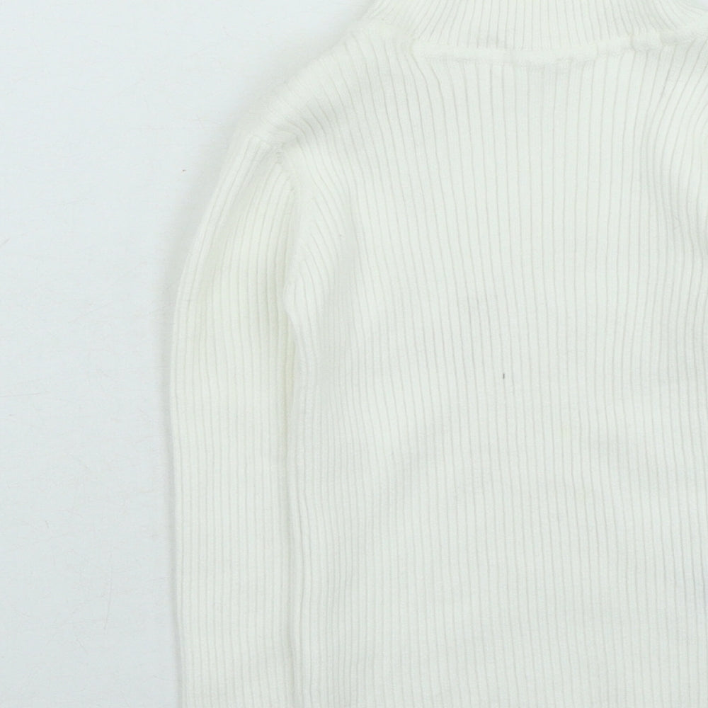 NEXT Girls White Roll Neck Cotton Pullover Jumper Size 5 Years