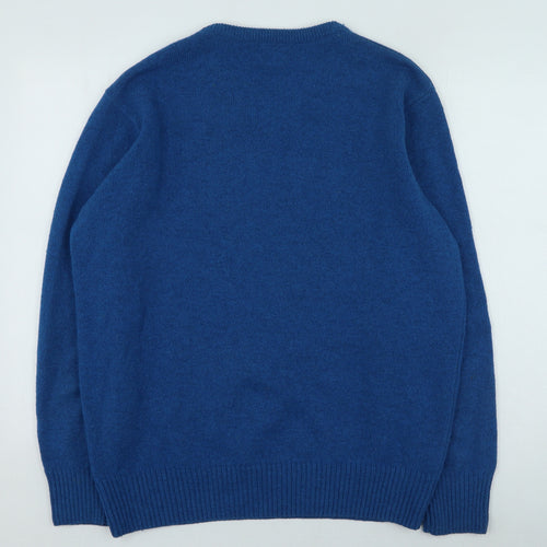 Easy Womens Blue V-Neck Acrylic Pullover Jumper Size L