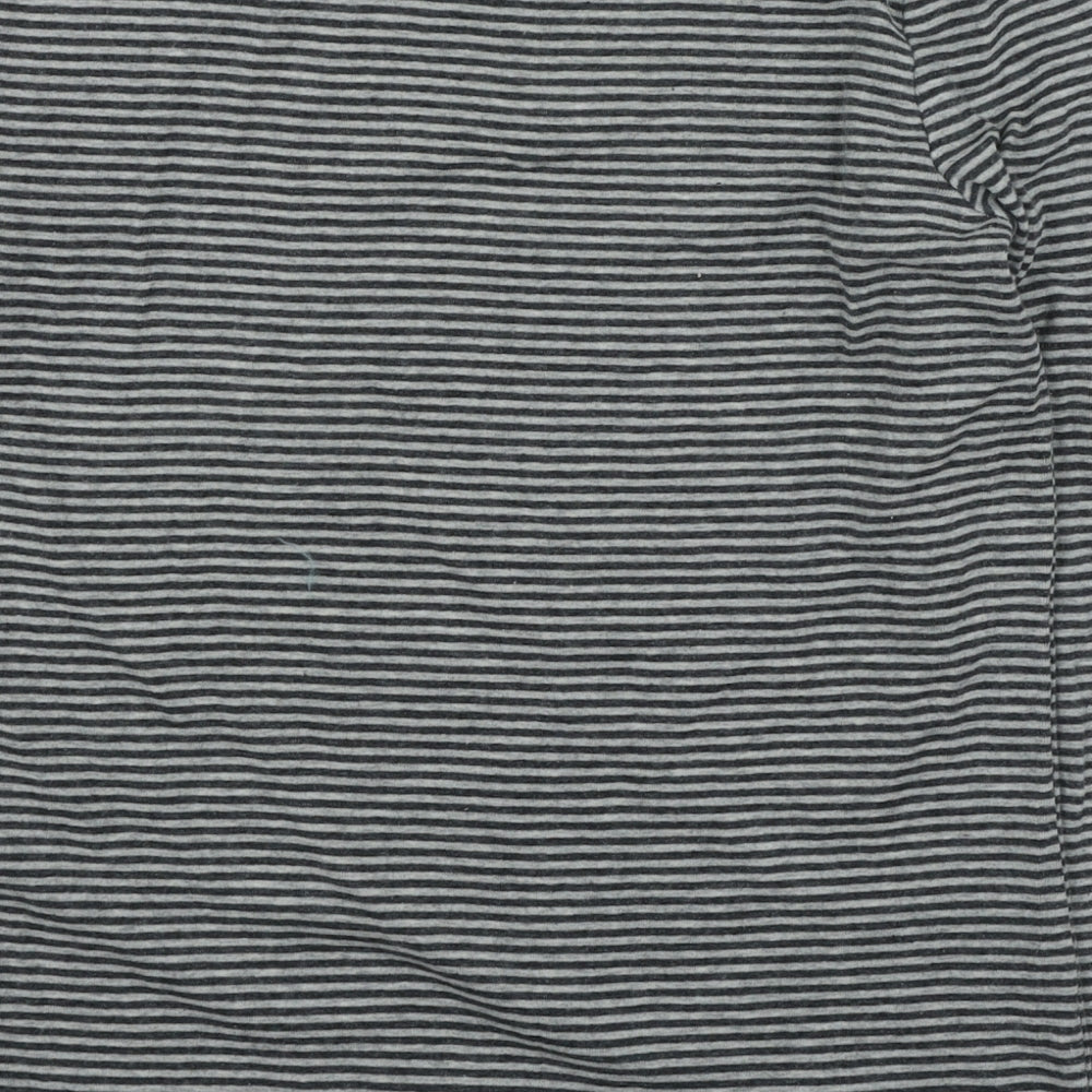 George Womens Black Striped Cotton Basic T-Shirt Size 16 Round Neck
