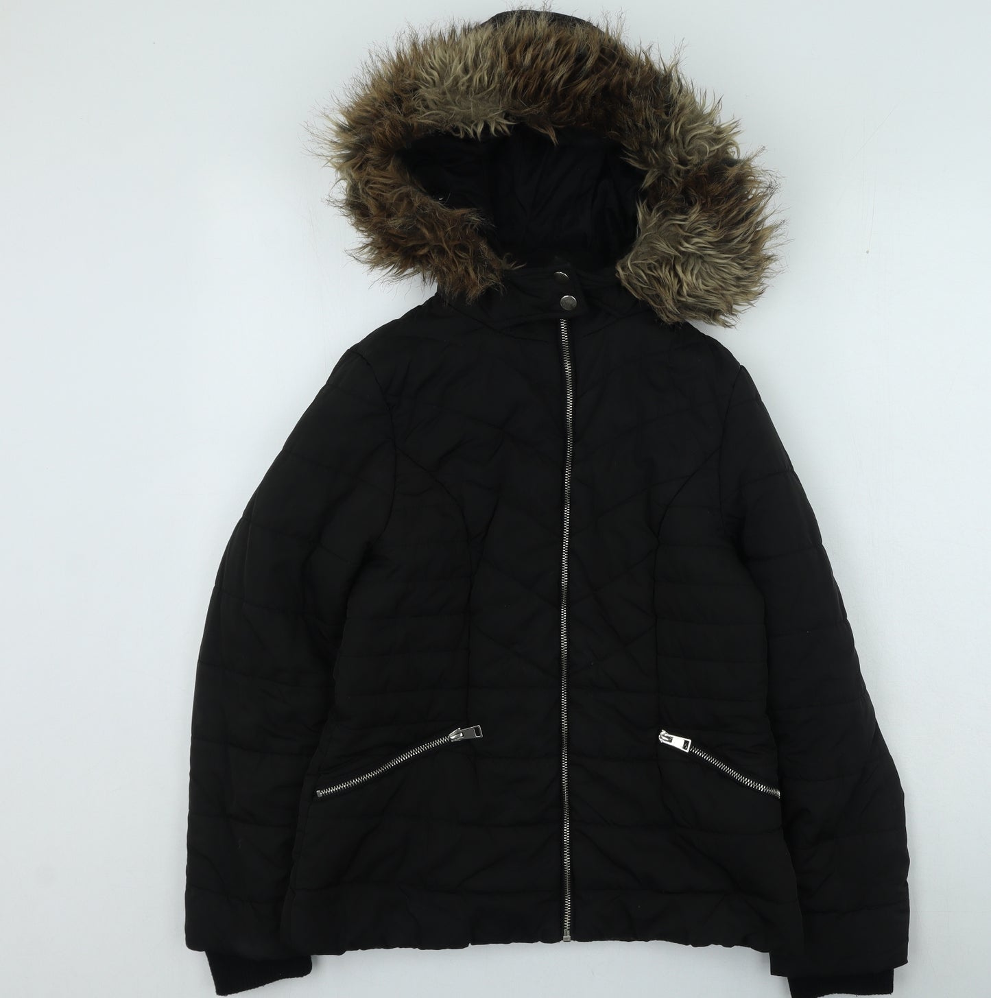 New Look Girls Black Parka Coat Size 12-13 Years