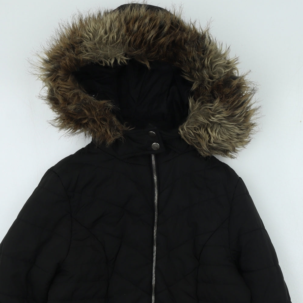 New Look Girls Black Parka Coat Size 12-13 Years