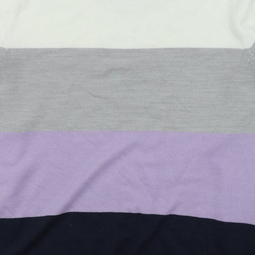 Marks and Spencer Womens Multicoloured Round Neck Striped Acrylic Pullover Jumper Size 12