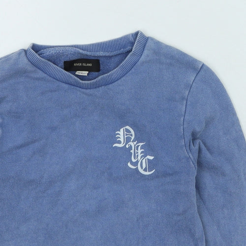 River Island Girls Blue Cotton Pullover Sweatshirt Size 3-4 Years