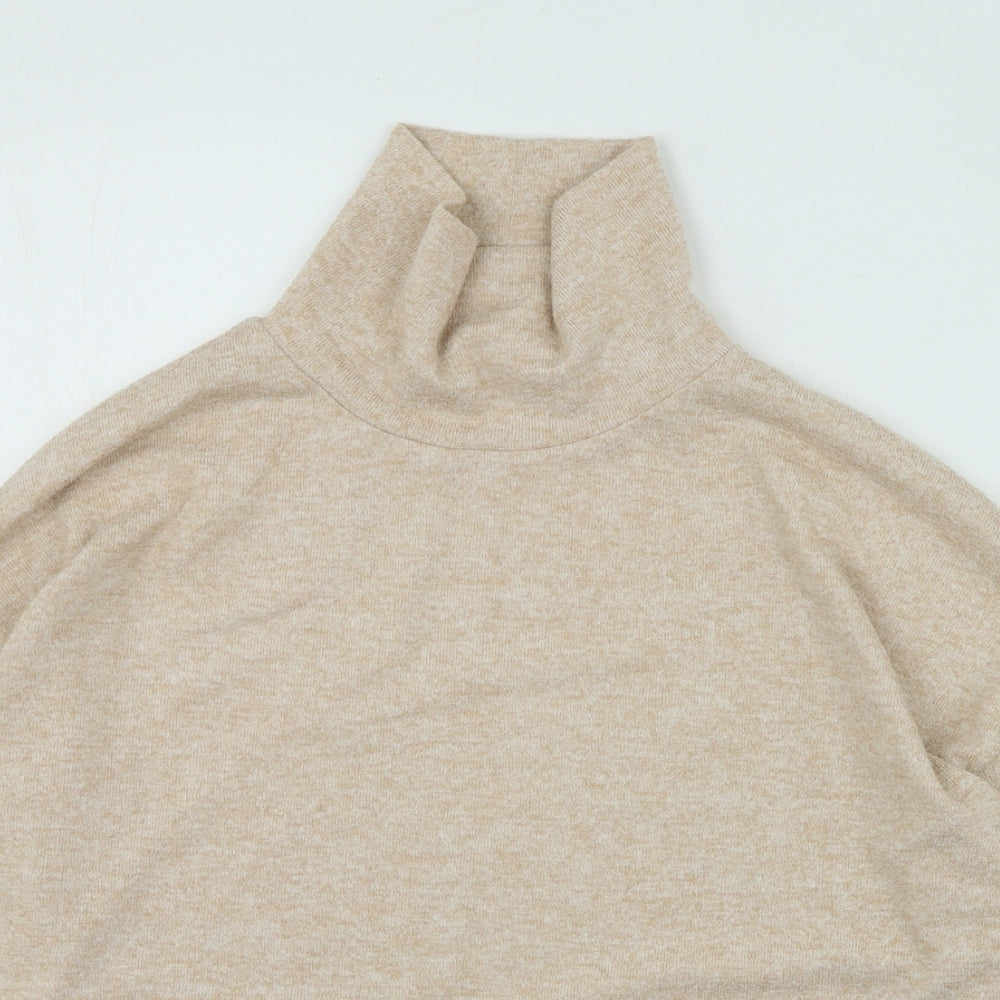 TU Womens Beige High Neck Polyester Pullover Jumper Size 16